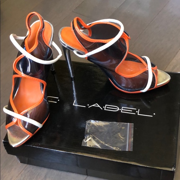C. Label Shoes - Plastic platform sandals. Size 7.5